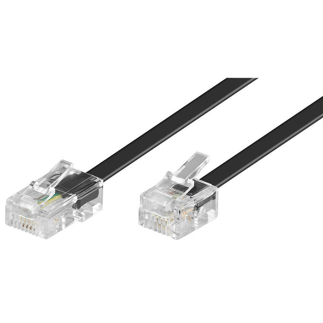 Cabo Telefone Plano 6V/4C RJ11 / RJ45 3mt - Preto