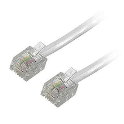 Cabo Telefone 6V/4C RJ11 Macho/Macho 15mt - Branco-Fichas e cabos-SMI-Music Stage