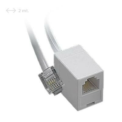 Cabo Telefone 6V/4C RJ11 Macho/Fêmea 2mt - Branco-Fichas e cabos-EDC-Music Stage