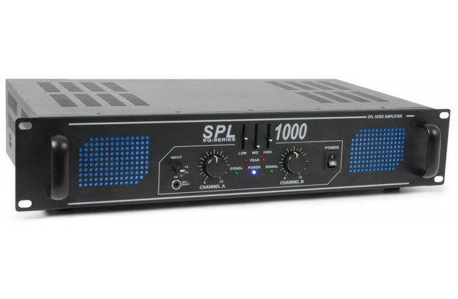 Amplificador PA 2x 500W 19" c/ Equalizador (SPL1000EQ) LEDs Azuis - SPL-Amplificadores de Audio-Spl-Music Stage