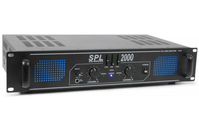 Amplificador PA 2x 1000W 19" c/ Equalizador (SPL2000EQ) LEDs Azuis - SPL-Amplificadores de Audio-Spl-Music Stage