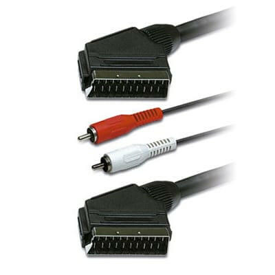 Cabo Scart Macho / Scart Macho + 2xRCA (Audio) 1,5mt-Fichas e cabos-EDC-Music Stage