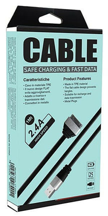 Cabo USB "A" Macho / Apple 30Pin 1mt - Preto-Fichas e cabos-Karma-Music Stage