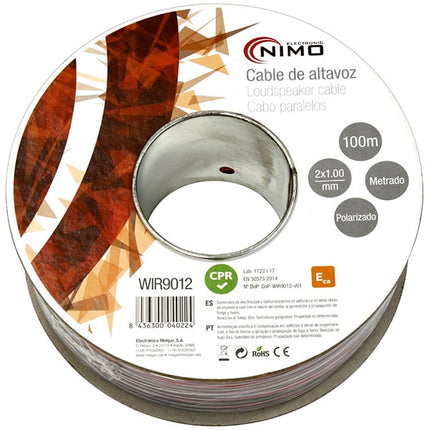 Cabo Coluna 2x1mm² Preto/Vermelho 100 metros - Bobine