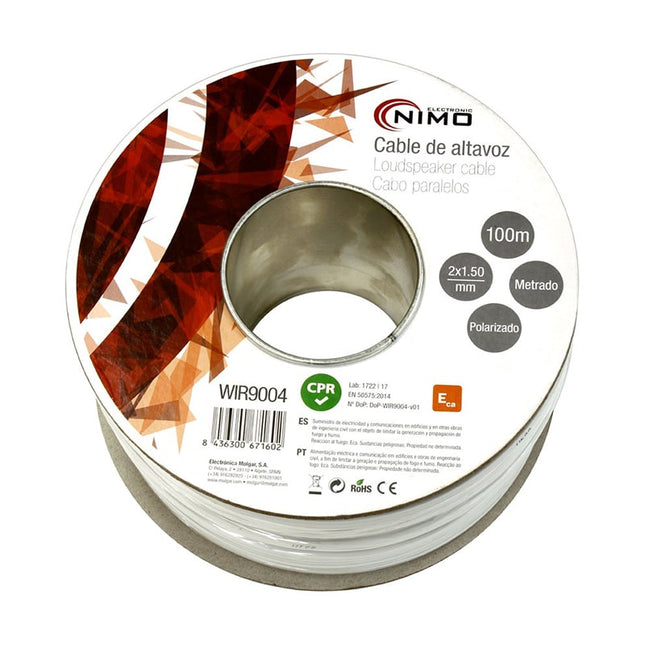 Cabo Coluna 2x1,5mm Branco 100mt - Bobine-Fichas e cabos-SMI-Music Stage