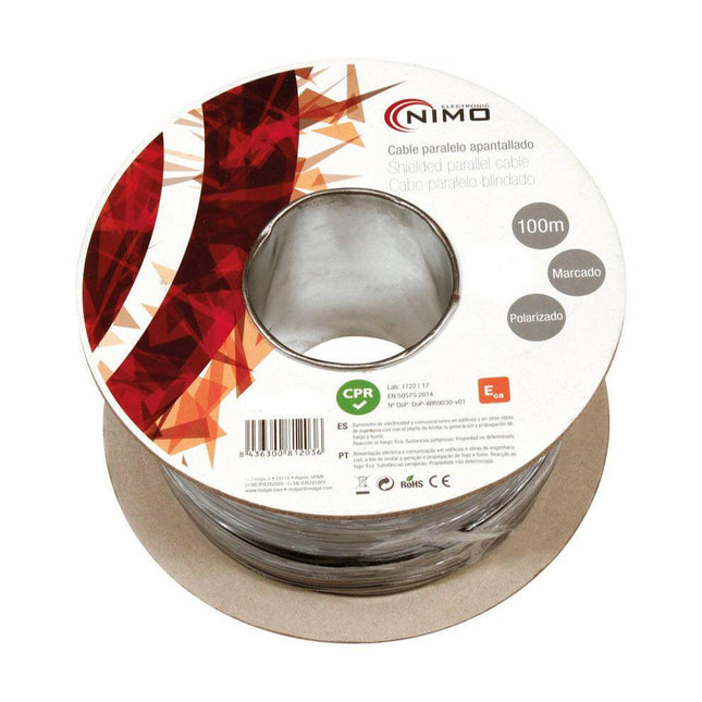 Cabo Paralelo 2 x Ø2,8mm + 2 Malhas Preto 100mt - Bobine-Fichas e cabos-SMI-Music Stage
