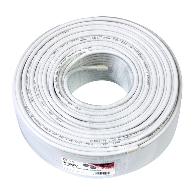 Cabo Coaxial Ø6,8mm Branco 100 metros