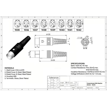 Ficha DIN 8P Macho-Fichas e cabos-SMI-Music Stage