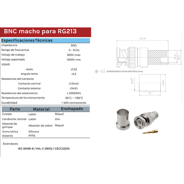 Ficha BNC Macho Cravar RG213-Fichas e cabos-SMI-Music Stage