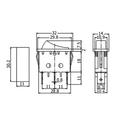 Interruptor Basculante 1 Circuito 15A 250V Vermelho (I/0/I)-Componentes eletronicos-SMI-Music Stage