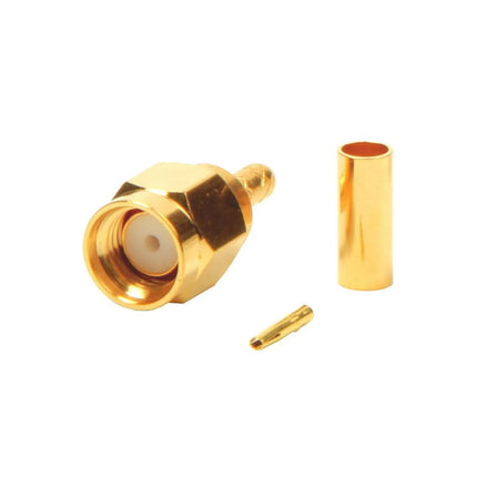 Ficha SMA Macho Invertido Cravar 50Ohm - Dourado