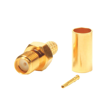 Ficha SMA Fêmea Cravar 50Ohm - Dourado