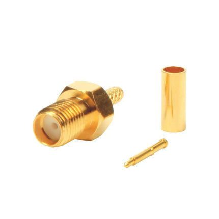 Ficha SMA Fêmea Invertida Cravar 50Ohm - Dourado