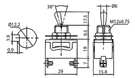 Interruptor Alavanca 1 Circuito 6A 250V (I/0)-Componentes eletronicos-SMI-Music Stage