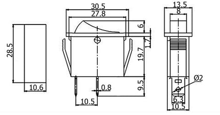 Interruptor Basculante 1 Circuito 15A 250V Preto-Componentes eletronicos-SMI-Music Stage