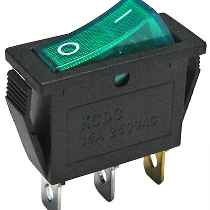 Interruptor Basculante 1 Circuito 15A 250V Verde Luminoso-Componentes eletronicos-SMI-Music Stage