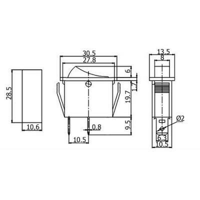 Interruptor Basculante 1 Circuito 10A 250V Vermelho Luminoso-Componentes eletronicos-SMI-Music Stage