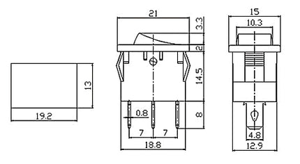 Interruptor Basculante 1 Circuito 15A 12V Azul Luminoso-Componentes eletronicos-SMI-Music Stage