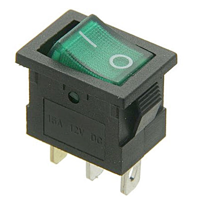 Interruptor Basculante 1 Circuito 15A 12V Verde Luminoso-Componentes eletronicos-SMI-Music Stage