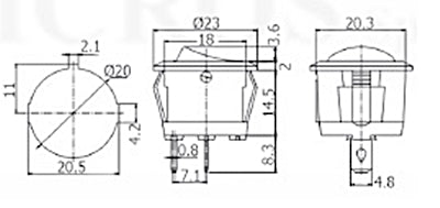 Comutador Basculante 1 Circuito 6A 250V Preto (I/0/I)-Componentes eletronicos-SMI-Music Stage