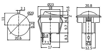 Interruptor Basculante 1 Circuito 6A 250V Vermelho-Componentes eletronicos-SMI-Music Stage