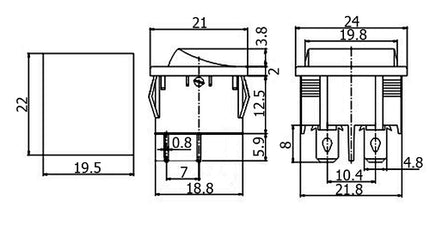 Interruptor Basculante 2 Circuitos 6A 250V Vermelho-Componentes eletronicos-SMI-Music Stage