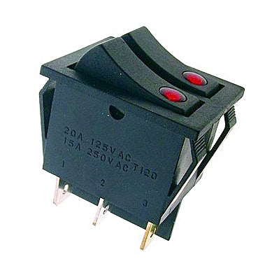Interruptor Basculante Duplo 15A 250V Vermelho Luminoso