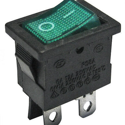Interruptor Basculante 2 Circuitos 6A 250V Verde Luminoso-Componentes eletronicos-SMI-Music Stage