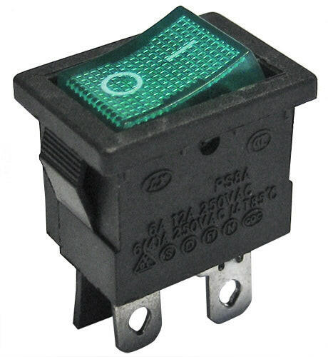 Interruptor Basculante 2 Circuitos 6A 250V Verde Luminoso-Componentes eletronicos-SMI-Music Stage