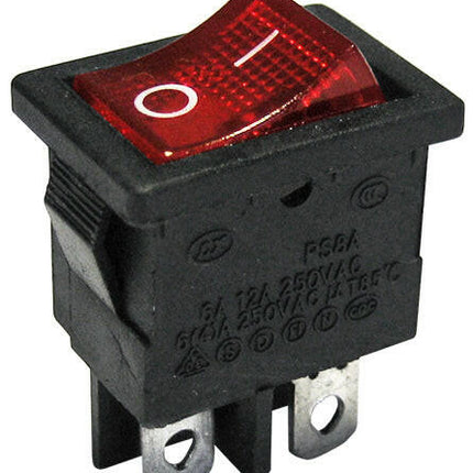 Interruptor Basculante 2 Circuitos 6A 250V Vermelho Luminoso-Componentes eletronicos-SMI-Music Stage
