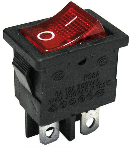 Interruptor Basculante 2 Circuitos 6A 250V Vermelho Luminoso-Componentes eletronicos-SMI-Music Stage