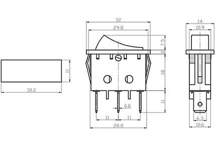 Pulsador Basculante 1 Circuito 15A 250V Preto (I)/0/(I)-Componentes eletronicos-SMI-Music Stage