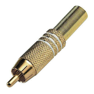 Ficha RCA Macho Ø8mm Branca - Dourada-Fichas e cabos-EDC-Music Stage