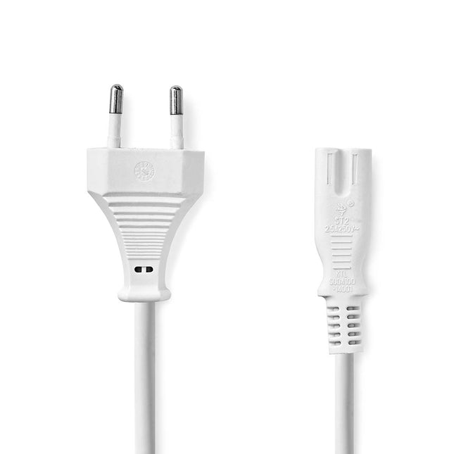 Cabo Alimentacăo Euro Macho / Tipo 8 - 2x0,75mm˛ 3mt-Cabos-MP-Music Stage