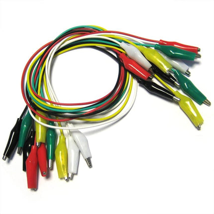 Cabos c/ Pinças Crocodilo p/ Teste - 10 Cabos 5 Cores