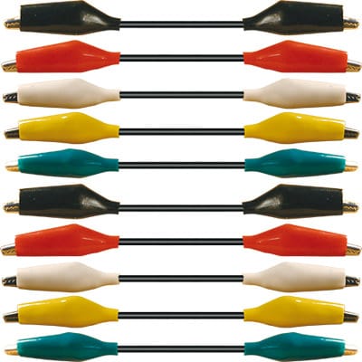 Cabos c/ Pinças Crocodilo p/ Teste - 10 Cabos 5 Cores