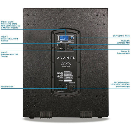 Coluna Subwoofer Activo 18" 1600W - AVANTE A18S-Som e luz-Avante Audio-Music Stage