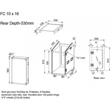 Caixa/Mala 19" 10U+16U c/ Rodas-Cases-Music Stage-Music Stage