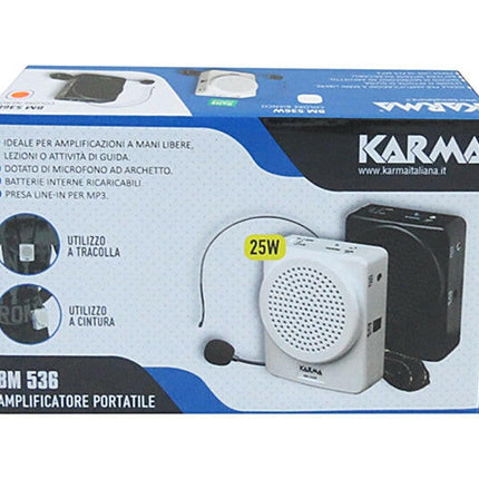 Sistema Som Portátil 25W c/ Microfone Headset - Cabeça-Som e luz-Karma-Music Stage