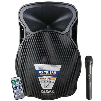 Coluna Activa 15" 350W máx USB/Bluetooth/FM/REC/VHF-Som e luz-Karma-Music Stage