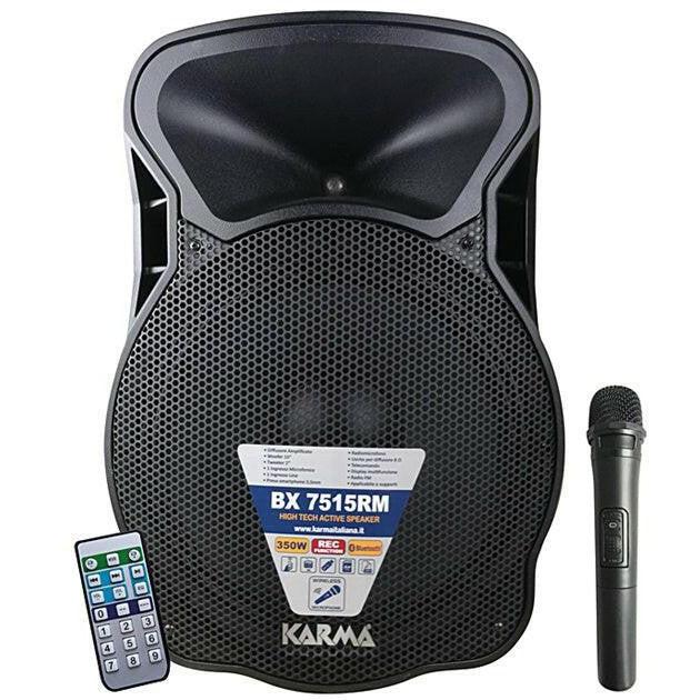 Coluna Activa 15" 350W máx USB/Bluetooth/FM/REC/VHF-Som e luz-Karma-Music Stage