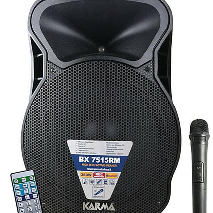 Coluna Activa 15" 350W máx USB/Bluetooth/FM/REC/VHF-Som e luz-Karma-Music Stage