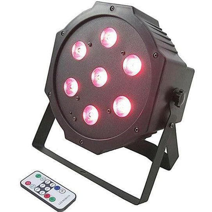 Projector Efeitos LED PAR 7x4W RGBW (Quad) DMX c/ Comando-Som e luz-Karma-Music Stage