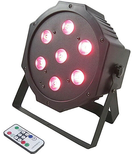 Projector Efeitos LED PAR 7x4W RGBW (Quad) DMX c/ Comando-Som e luz-Karma-Music Stage