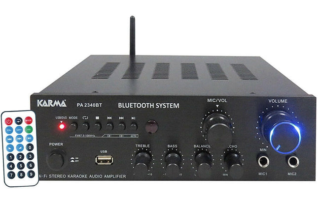 Amplificador Audio Karaoke FM/USB/MP3/BT 2x40W-Som e luz-Karma-Music Stage