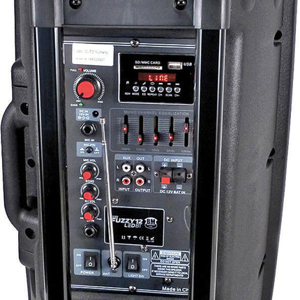 Coluna Portátil 12" 700W USB/MP3/BT/LED /FM+1 Microfone VHF-Som e luz-Karma-Music Stage