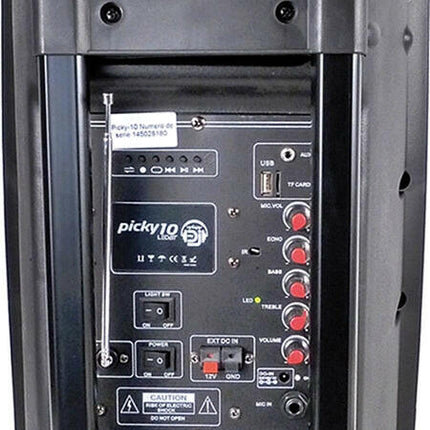 Coluna Portátil 10" 120W USB/MP3/BT/LED/REC+1 Microfone VHF-Som e luz-Karma-Music Stage