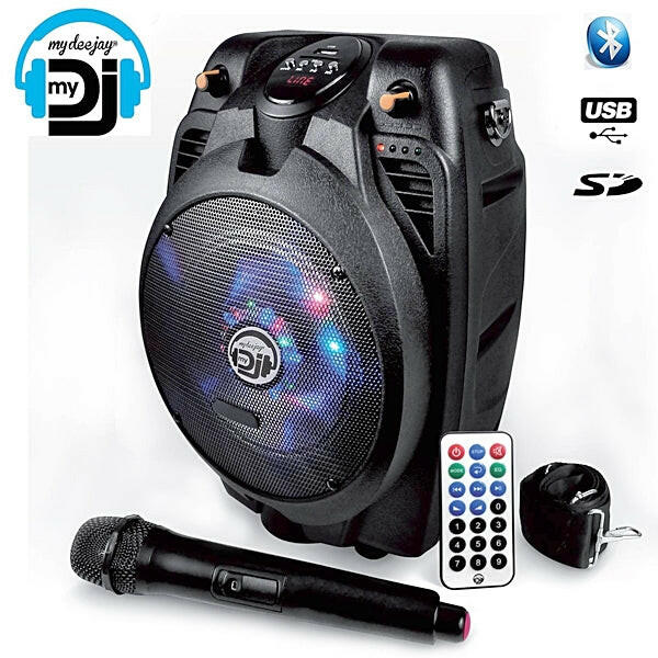 Coluna Portátil 5,6" 50W USB/SD/MP3/BT + 1 Microfone VHF-Som e luz-Karma-Music Stage