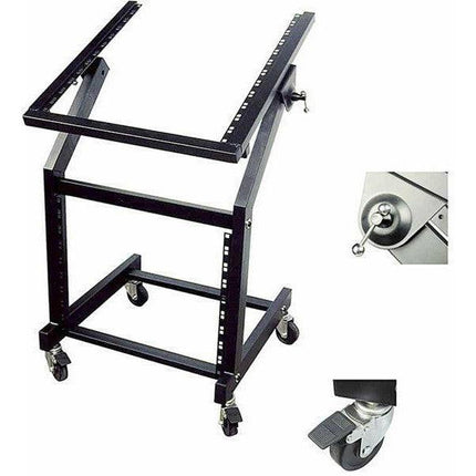 Rack 19" c/ Rodas 12U+8U-Som e luz-Karma-Music Stage