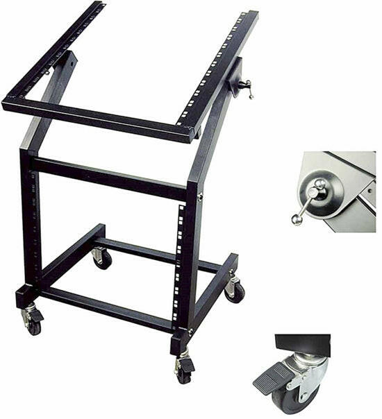 Rack 19" c/ Rodas 12U+8U-Som e luz-Karma-Music Stage